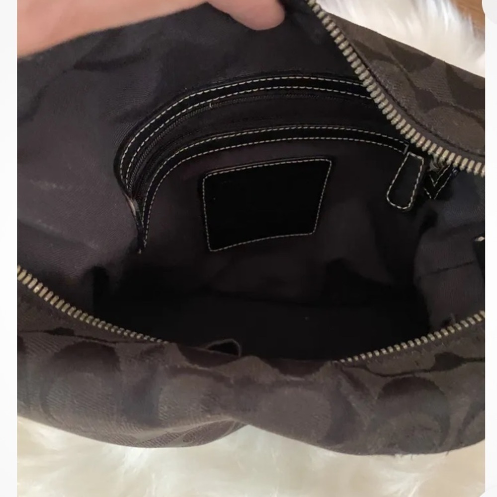 Coach Black Signature Canvas‎ & Leather Hobo Shoulder Bag Purse - Picture 5 of 5